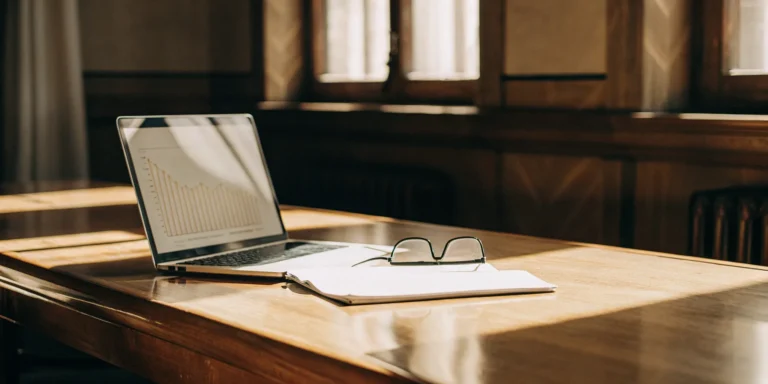 SBA 7a loan documents and financial chart on a laptop.