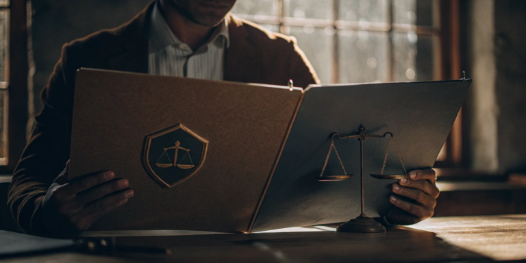 Justice scales on a desk weighing the choice between factoring with recourse vs without recourse.