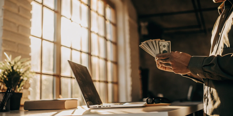 What Is a Merchant Cash Advance? A Simple Guide 1 A business owner counting cash after receiving a merchant cash advance.