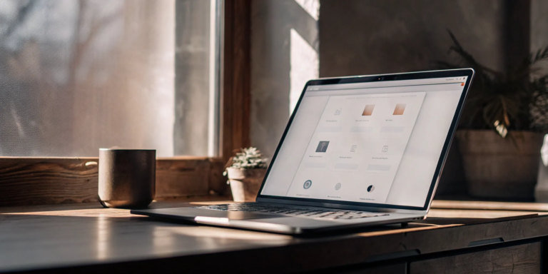 Laptop showing the online SBA Express loan application form on a desk.