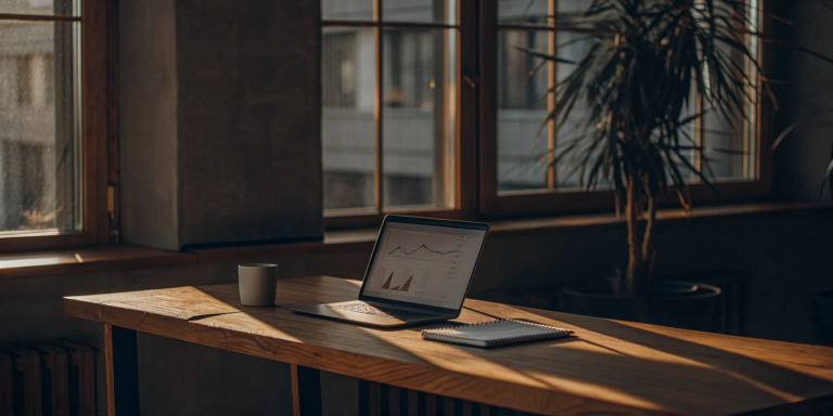 A laptop on a desk displaying charts that explain what working capital financing is.