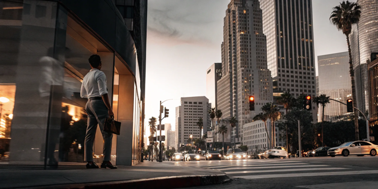 How to Get Business Loans in LA: A Founder's Guide 8 A business owner seeking small business financing on a street in Los Angeles.