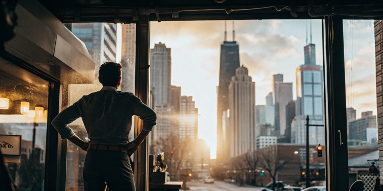 A Guide to Business Funding for Bad Credit in Chicago 12 Business owner overlooking Chicago, seeking business funding for bad credit.