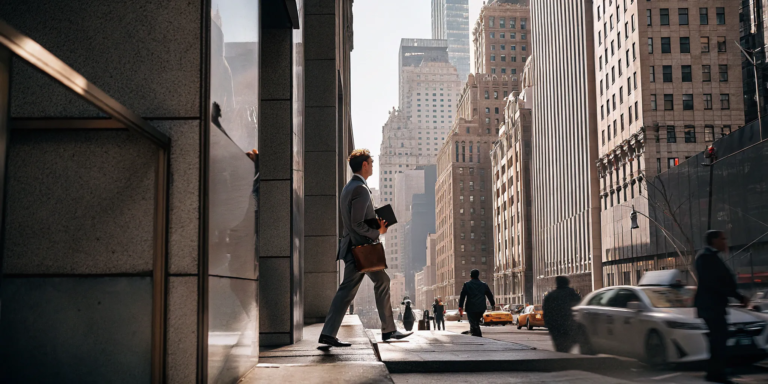 A merchant walks through New York City, funded by a merchant cash advance.