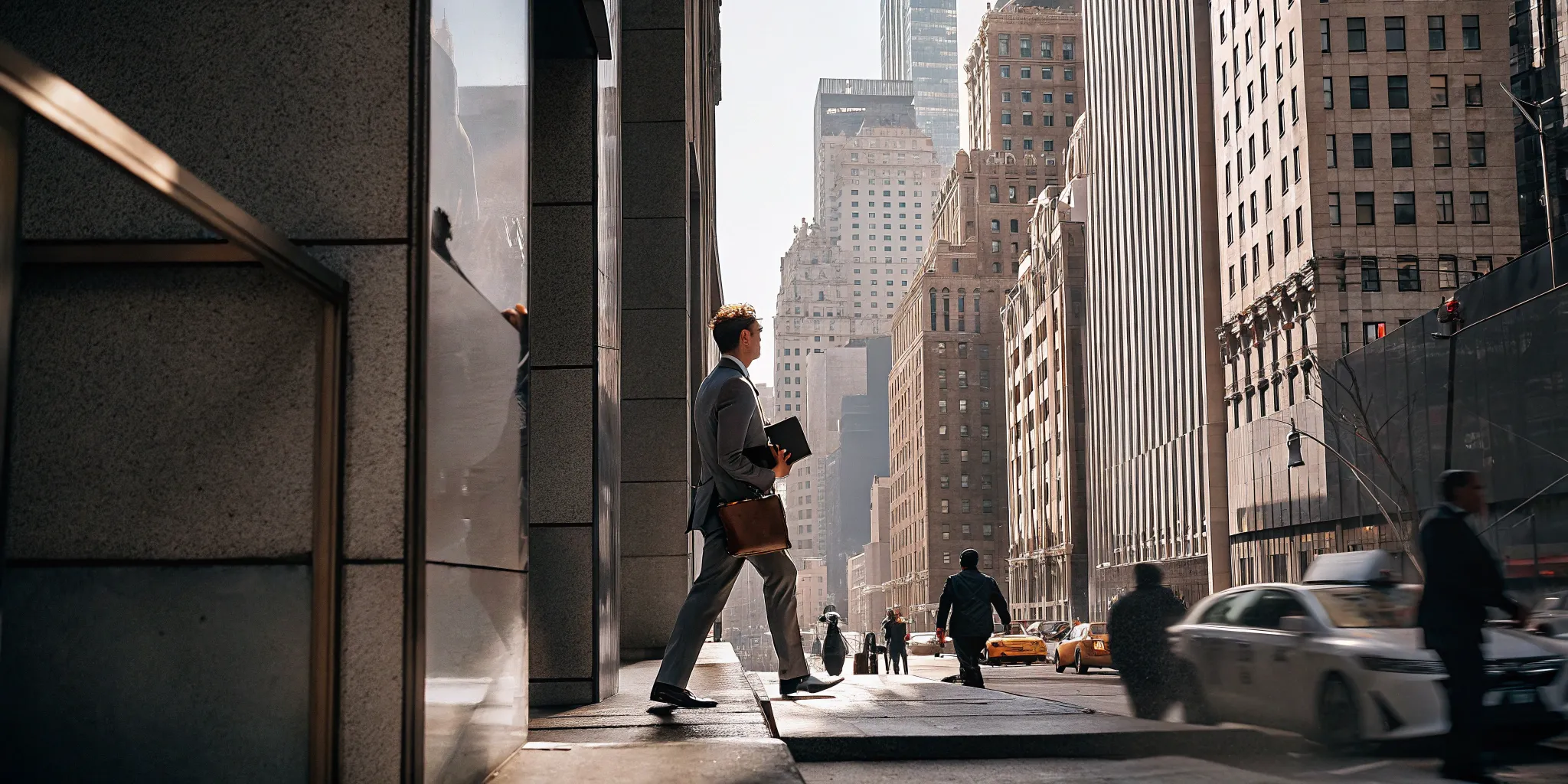 A merchant walks through New York City, funded by a merchant cash advance.