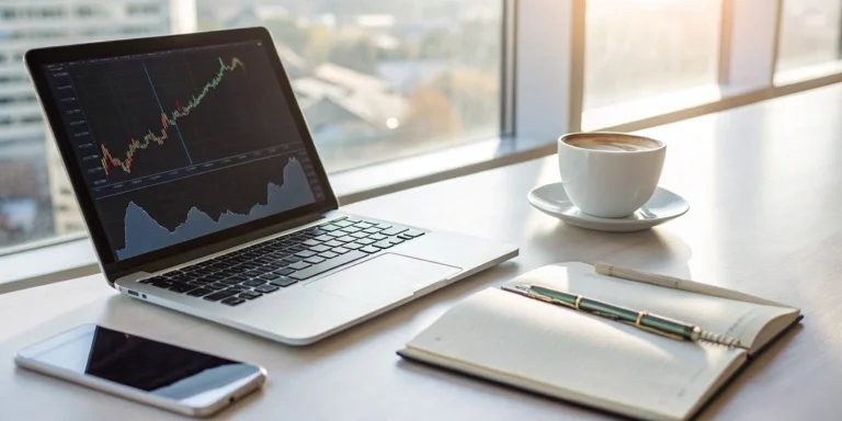 A laptop showing financial charts for a business applying for same-day funding.