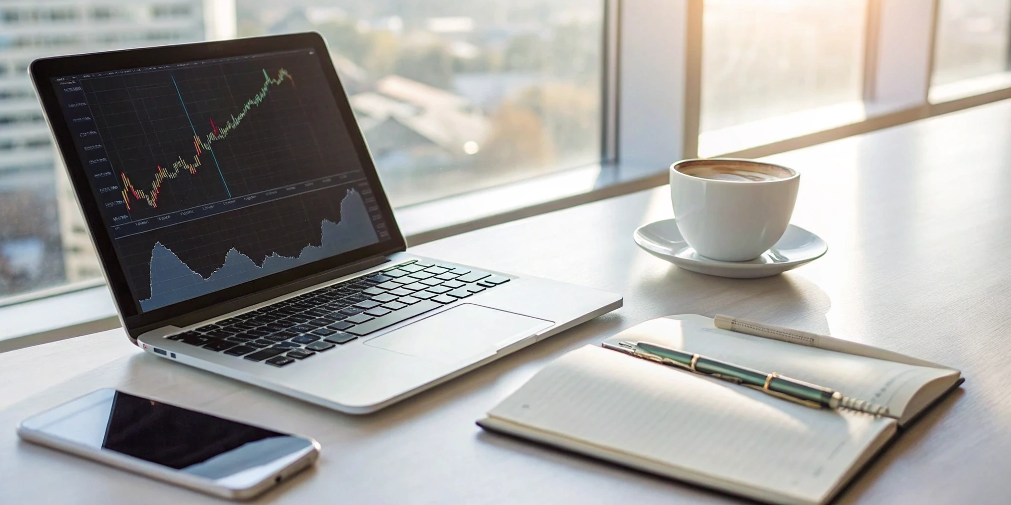 A laptop showing financial charts for a business applying for same-day funding.