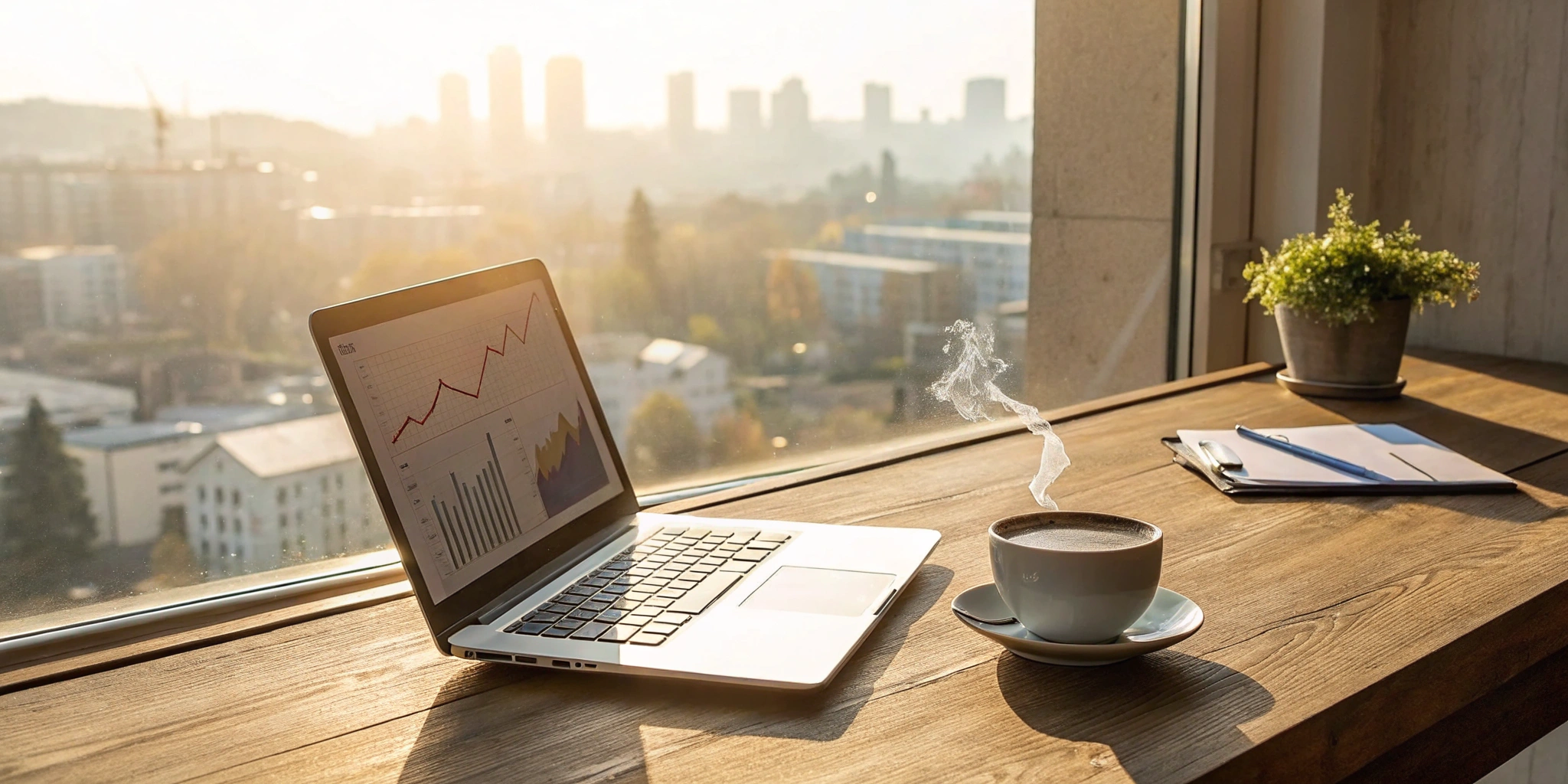 A desk with a laptop and paperwork for a small business applying for working capital loans.