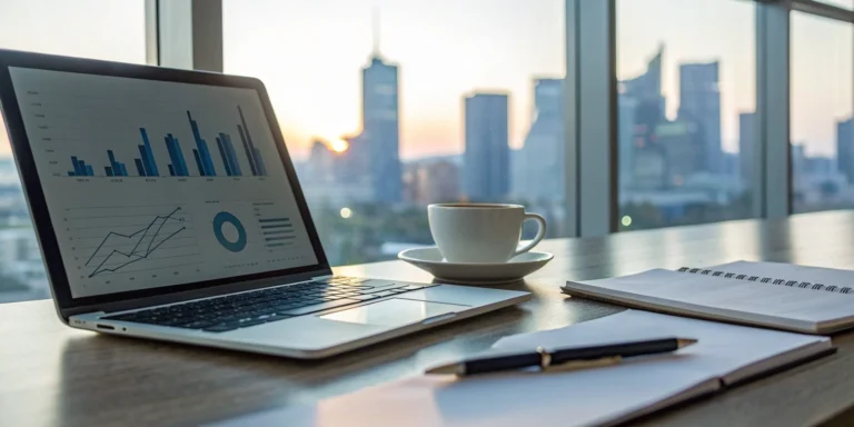 What Is an Alternative Business Loan? A Simple Guide 12 Laptop on a desk showing charts for researching alternative business loans.