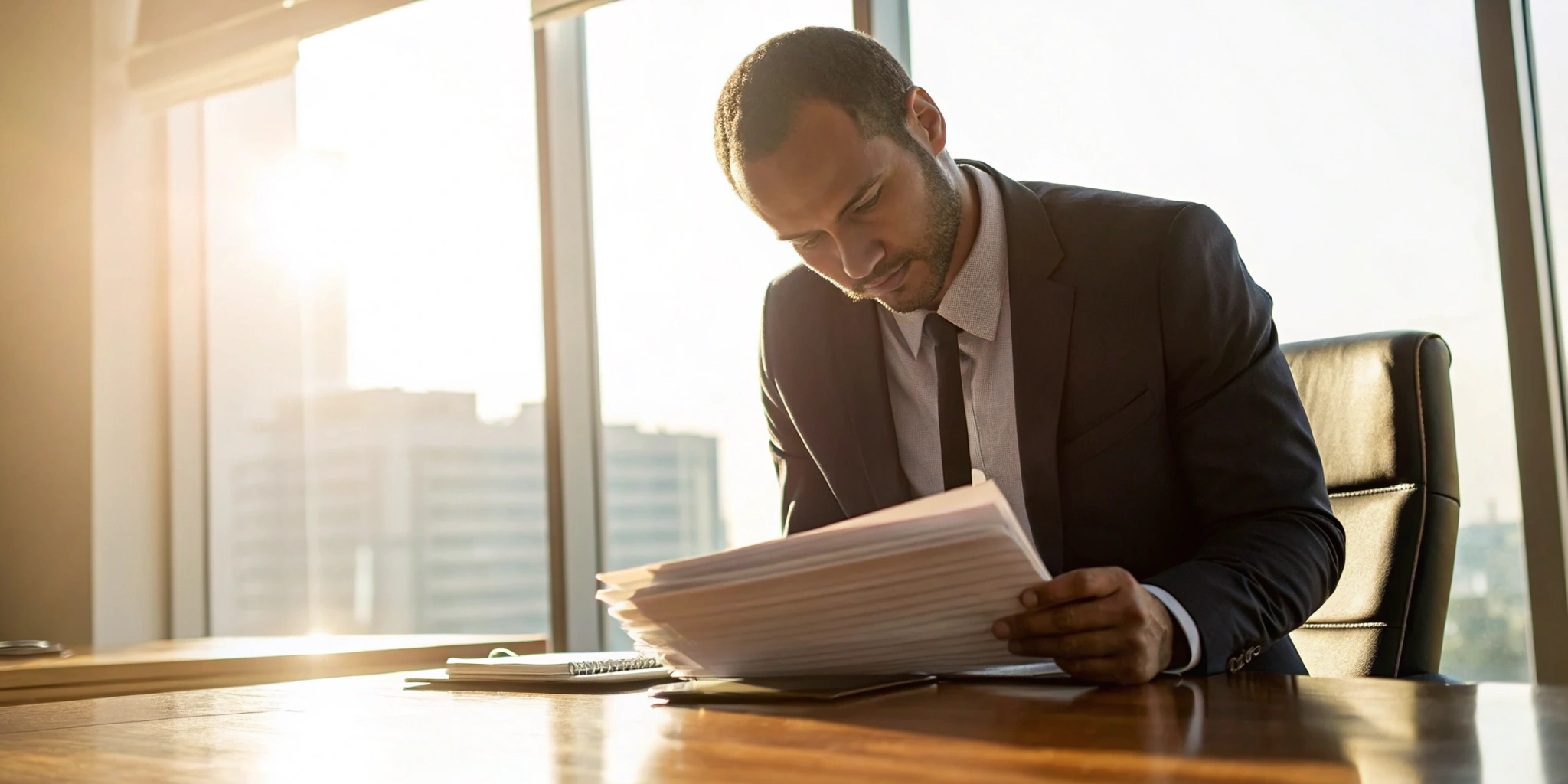 Business owner reviewing the details of a business term loan.