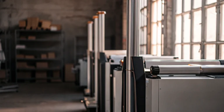 A warehouse of commercial equipment showing how business equipment financing works.
