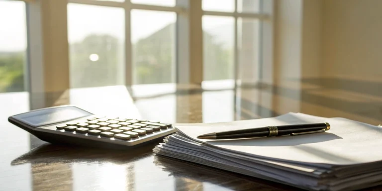 How Long Are Small Business Loan Term Years? 9 A calculator and paperwork for determining small business loan term years.