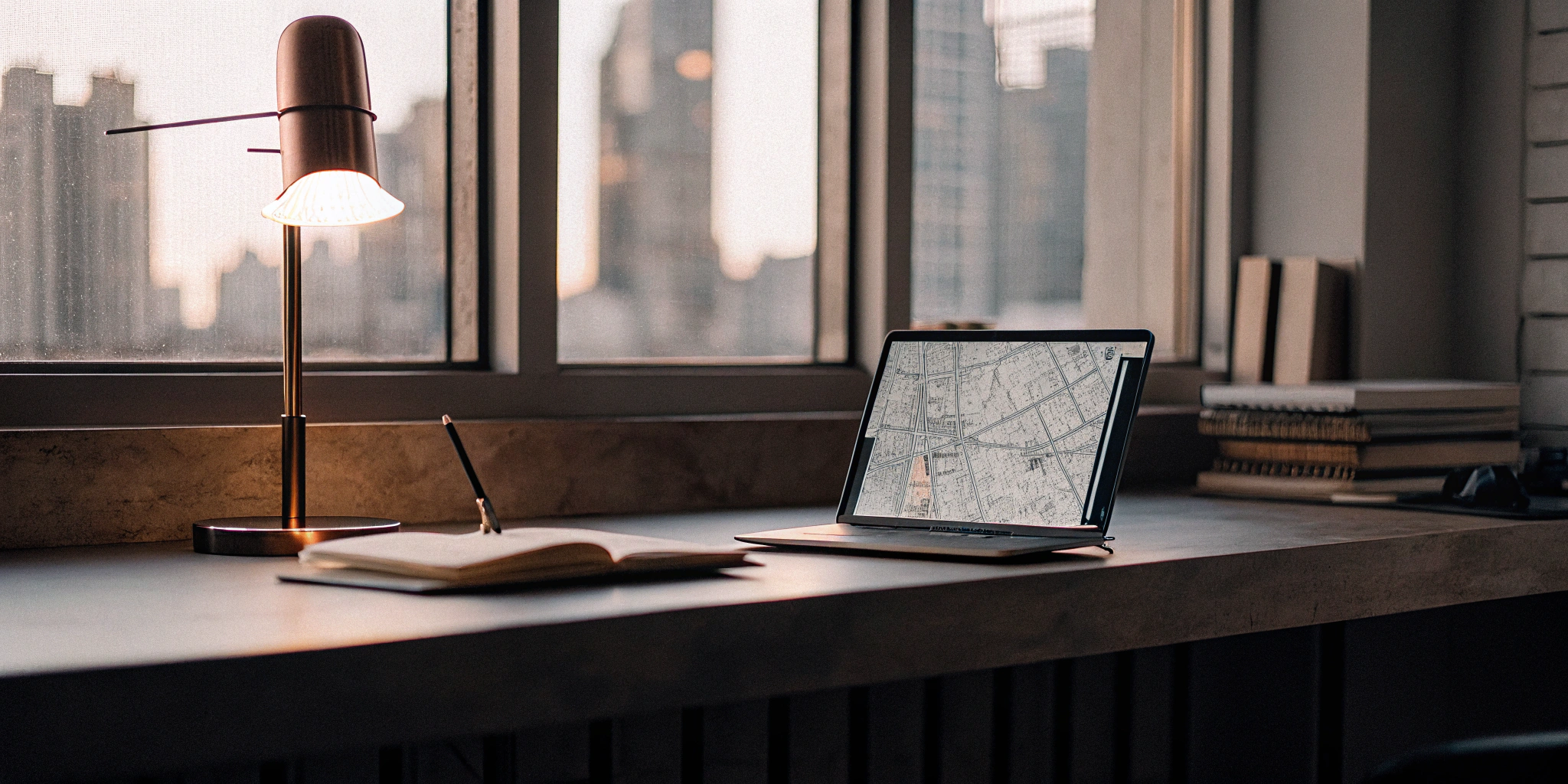Laptop and paperwork on a desk to apply for an SBA loan in Houston.
