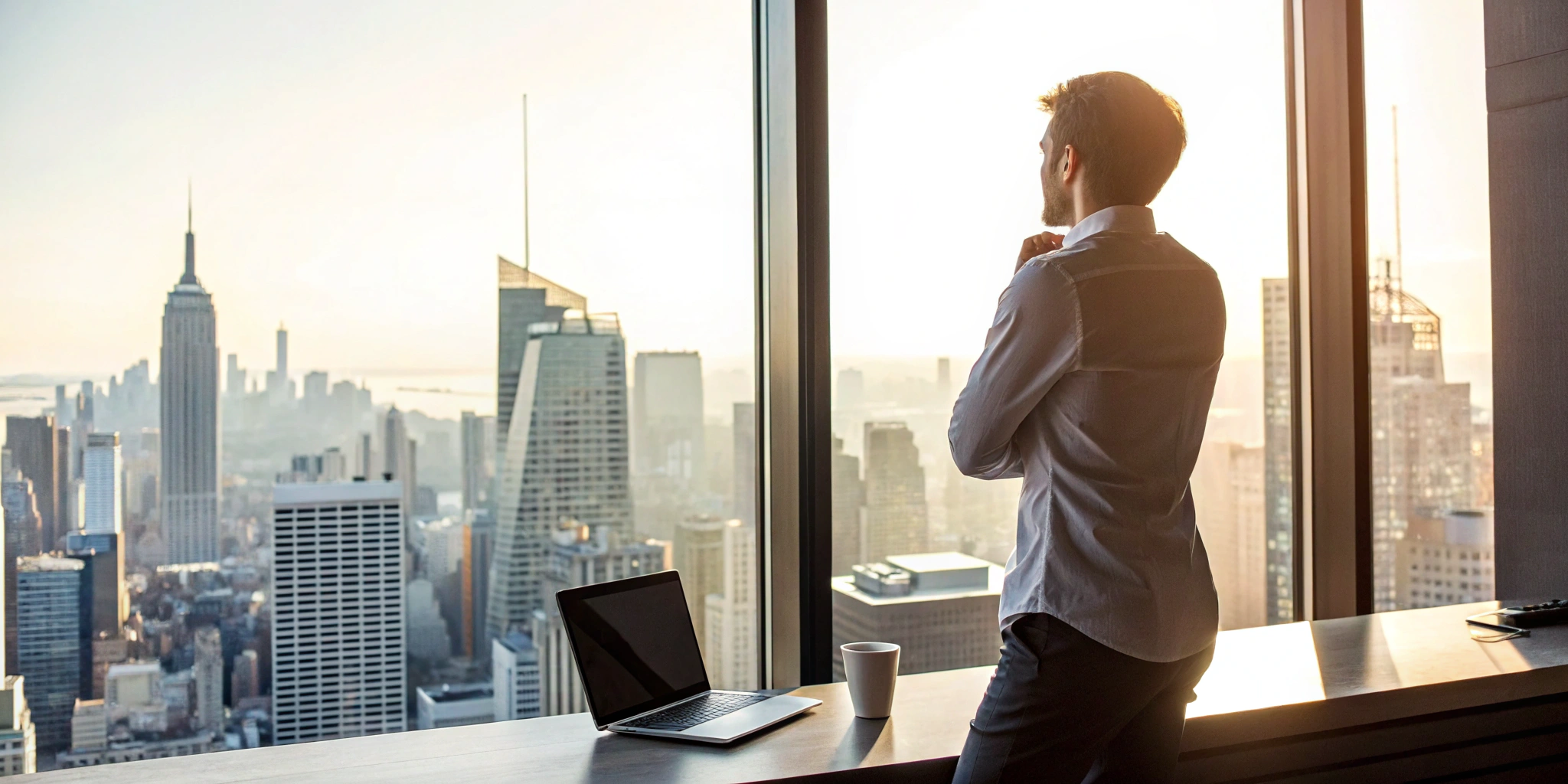 Small business owner in an office planning finance options for his company's growth.