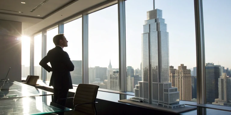 How to Get a Business Acquisition Loan Without Collateral 8 Businessman with a building model securing a business acquisition loan with no collateral.