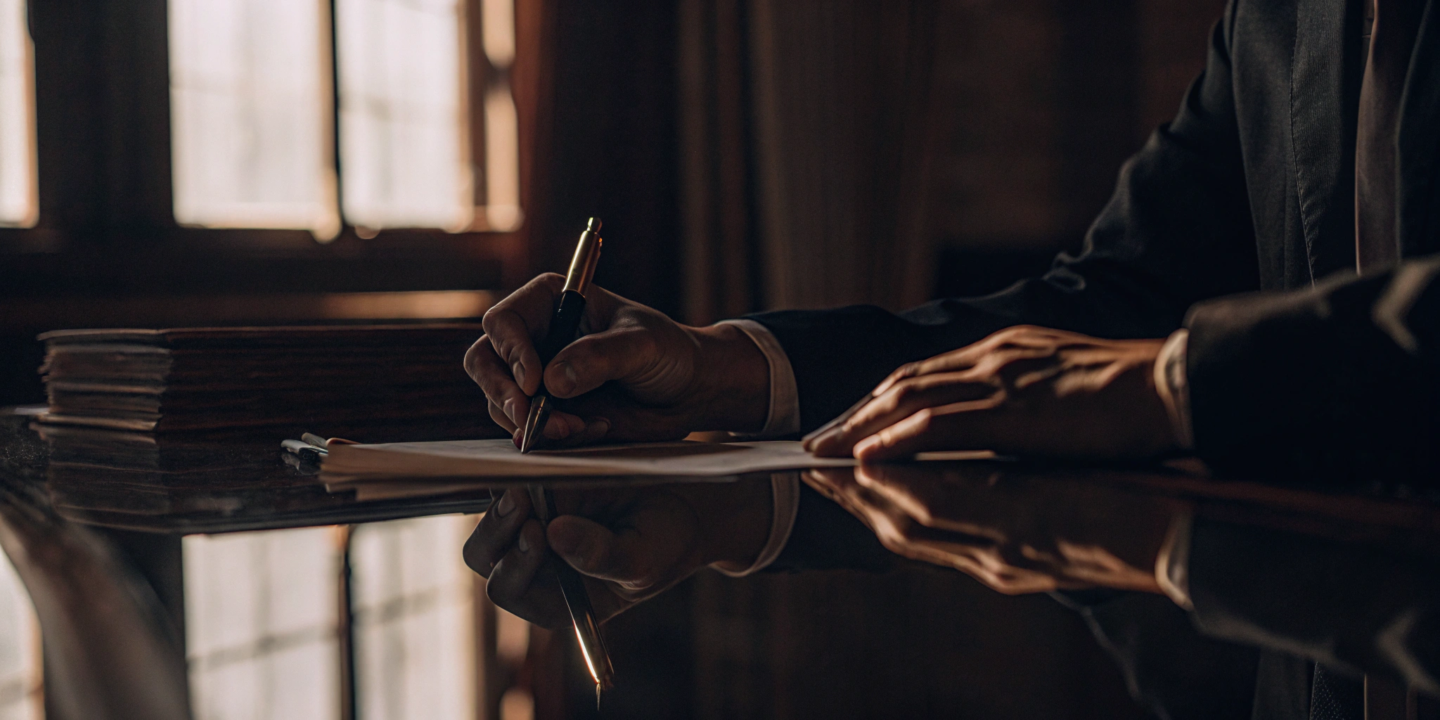 A businessperson signing the final paperwork for a short-term loan.