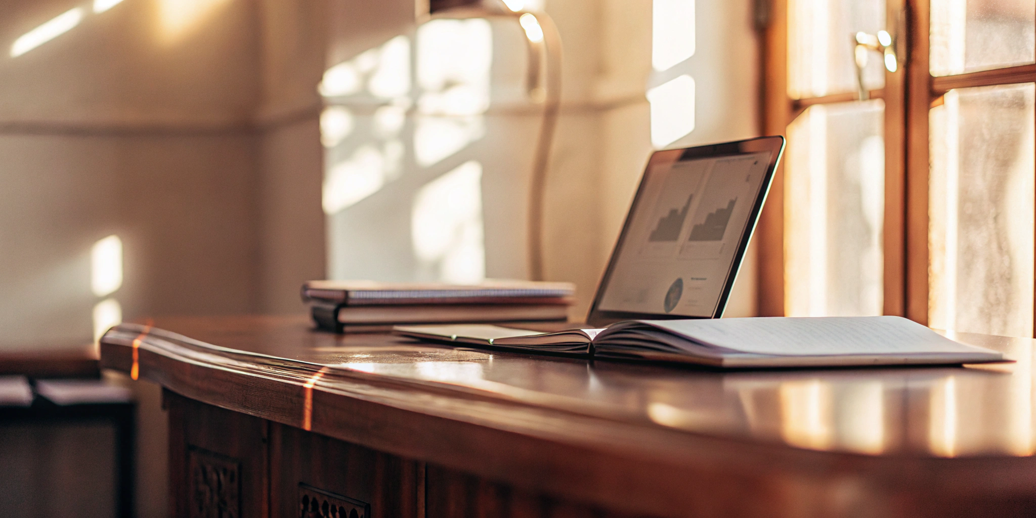 Business charts on a laptop screen showing the requirements for an SBA Express loan.