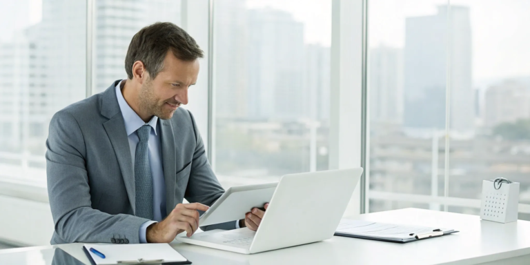 How to Get Equipment Financing Online: A Simple Guide 12 Business owner applying for equipment financing online on a laptop.