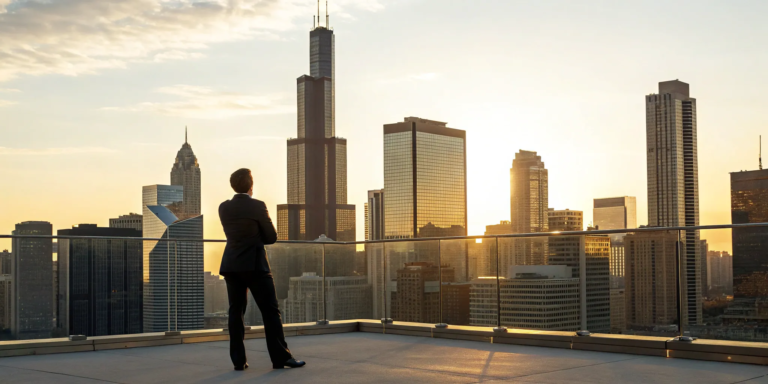 What Is a Business Line of Credit & How Does It Work? 4 A man on a Chicago rooftop planning to get a business line of credit.