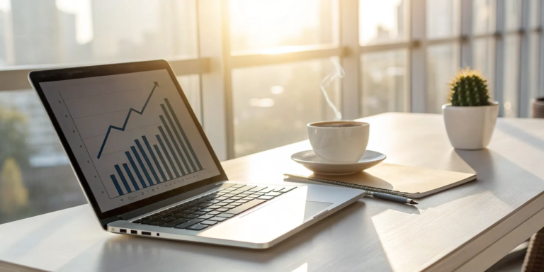 Small Business Loan Interest Rates - Fixed vs. Variable Rate 10 Laptop displaying a graph of today's small business loan interest rates.
