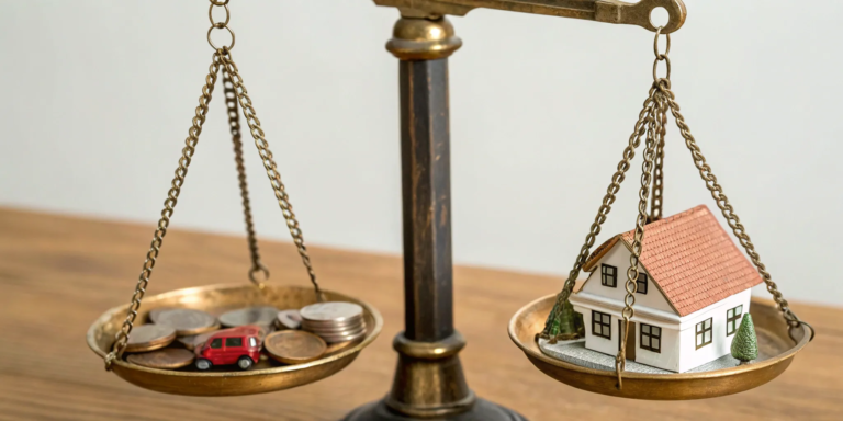 With Recourse vs Without Recourse: Know Your Liability 8 A balance scale weighing assets to compare with recourse and without recourse financing.