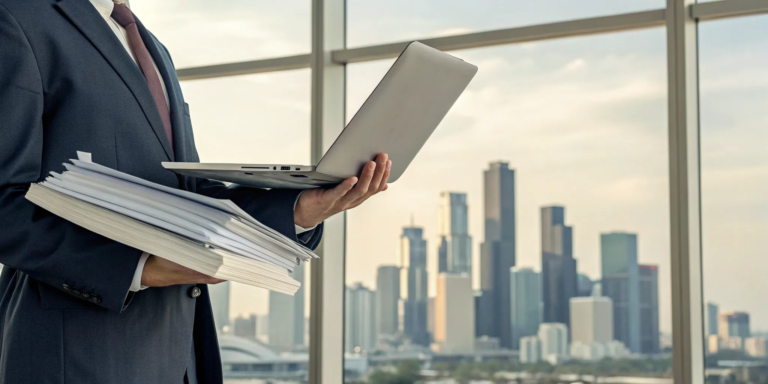 Your Guide to a Fixed-Rate Business Loan in Houston 3 Houston business owner researching fixed rate business loan options on a laptop.