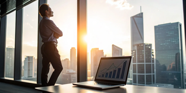 Revenue-Based Financing 101: A Founder's Guide 6 Business professional reviews a chart for financing based on revenue in a modern office.