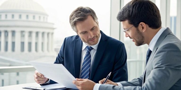 What Is PO Financing for Government Contracts? 4 Professionals reviewing purchase order financing for a government contract.