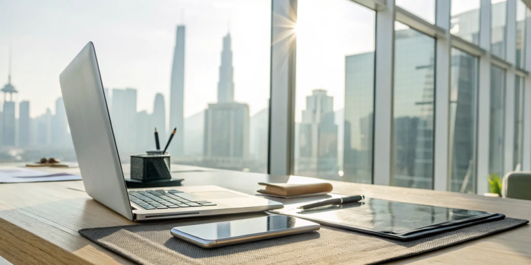 Your Complete Guide to Invoice Discounting Near Me 2 A laptop on an office desk being used to search for invoice discounting near me.
